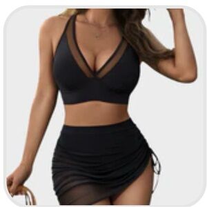 Black Sheer Mesh Bikini Set
